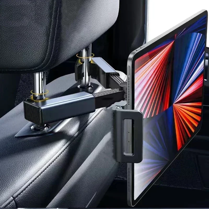 Black ABS Car Headrest Tablet Mount for 4-12.9 Inch Devices