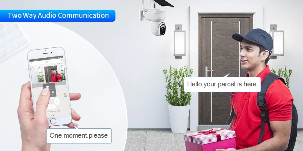 4MP 4G LTE Solar Camera Outdoor WiFi Security Camera PTZ Auto Tracking Color Nig