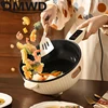 DMWD Electric Wok Non Stick Frying Pan 3.5L Electric Stir-fry Pot Stew Soup Hotpot Rice Cooking Multicooker With Food Steamer 3