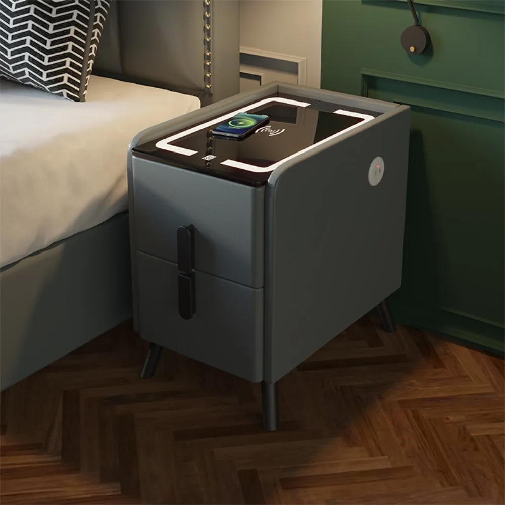 Smart Bedside Table with Wireless USB Charging