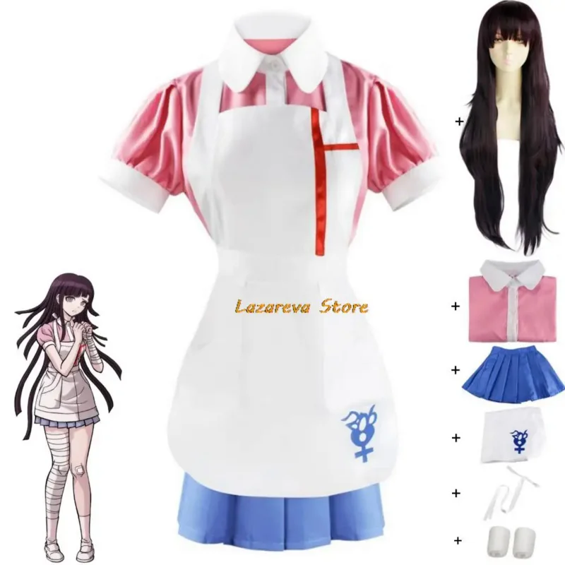 

Game Mikan Tsumiki Dangan Ronpa Danganronpa 2 Goodbye Despair Cosplay Costume Wig Anime Sexy Nurse Maid Uniform Halloween Suit