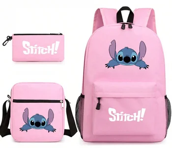 3PCS Storage Bag With lunch bags and pen bags, Stitch Backpack, Cartoon Cute bag, Kawaii Supplies, Birthday Christmas Gift 1