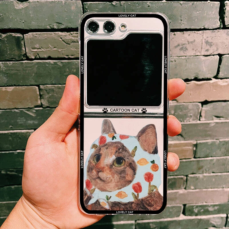 Adorable Cartoon Cat Transparent Phone Case - Clear Hard PC Cover