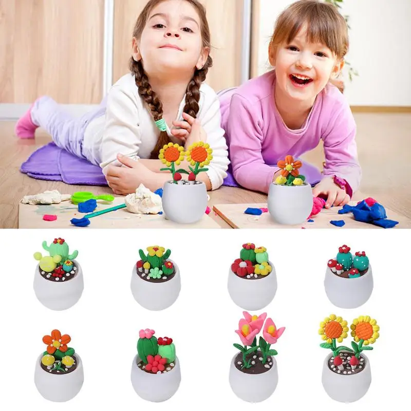 

Kids Modeling Clay Fake Potted Plants Cute Harmless Clay DIY Crafts Funny Educational Toy For Children School Activities