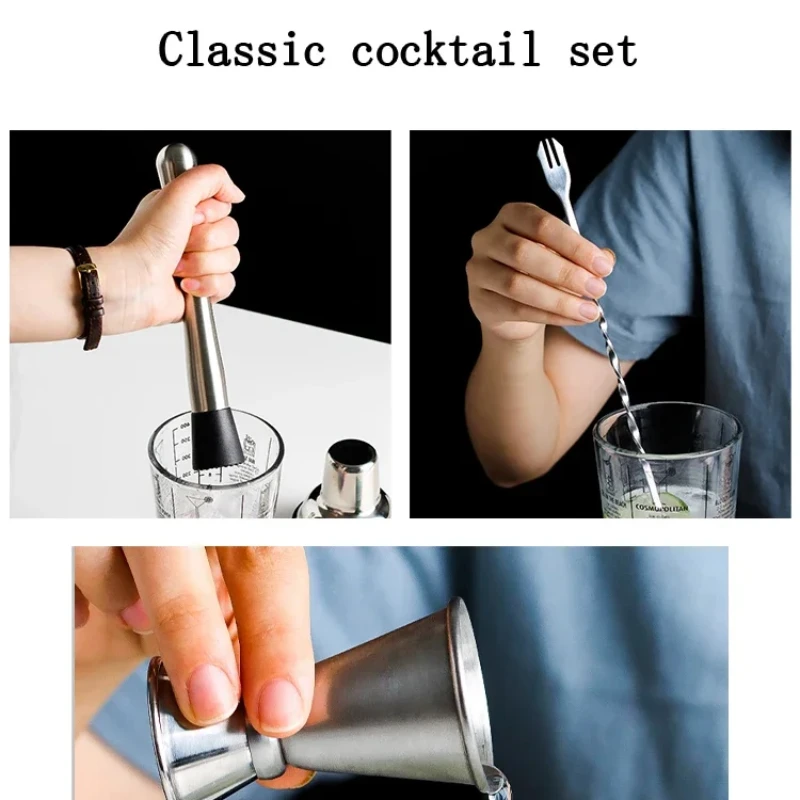 Cocktail Shaker 400ml Glass Transparent Cup Mixing Wine Glass Party Bar Bartender Hand Stainless Steel Tools