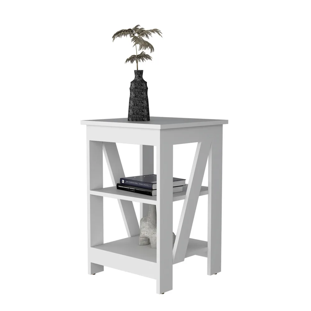 Clio Auxiliary Table Living Room End Table with Two Shelves Home Furniture 6