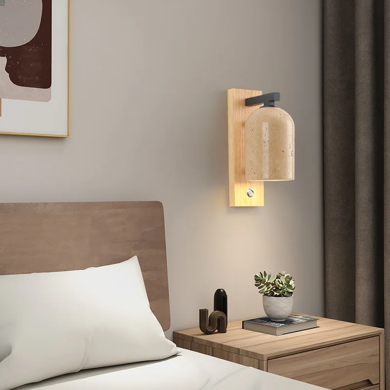 Natural Stone LED Wall Lights Bedroom Living Room Office Hotel Aisle Wood Sconce E27 Bulb With Switch Drop Shipping 3
