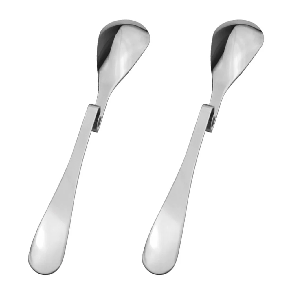 

2 PCS Spoon for Drinking Bending Handle Coffee Stainless Steel Hanging Stirrer
