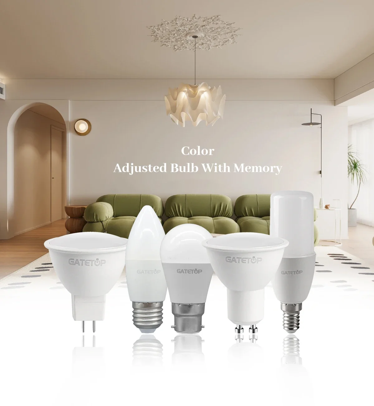 Description Picture 2 of item4pcs LED Spot Light GU10 Wall switch CCT 3000K 4000K 6000K E27 B22 GU5.3 Base light Bulb AC110V 220V Memory Function Color