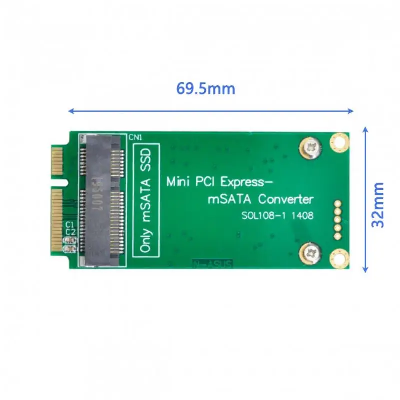 3x7cm Mini PCI-e SATA SSD to 3x5cm mSATA Adapter for Asus Eee PC