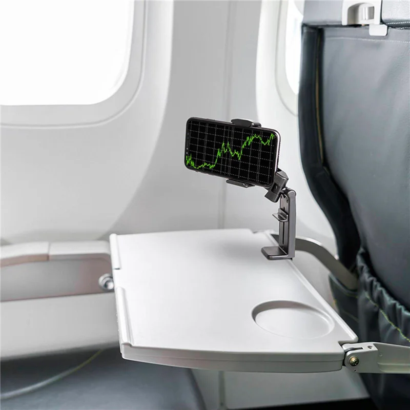 Supporto Universale per Telefono da Viaggio per Aereo, Treno, Scrivania, Clip Mobile con Rotazione a 360 Gradi