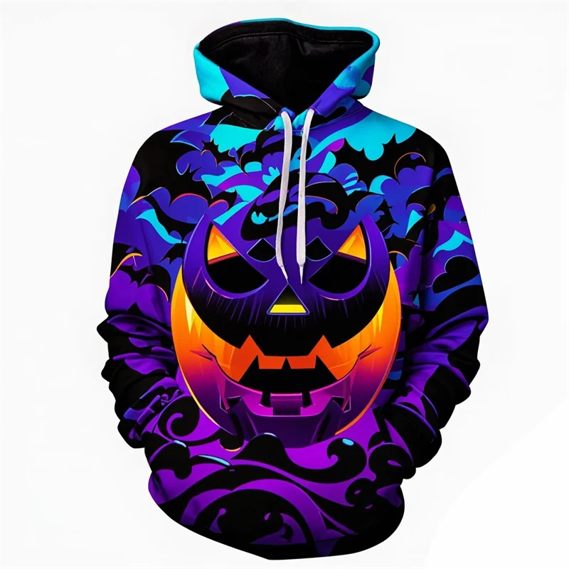 thumbnail image 1 of Sudadera con capucha con estampado de calabaza de moda de Halloween para hombre, divertida sudadera informal de manga larga con estampado 3D, jersey de gran tamaño con capucha, 1 of 5