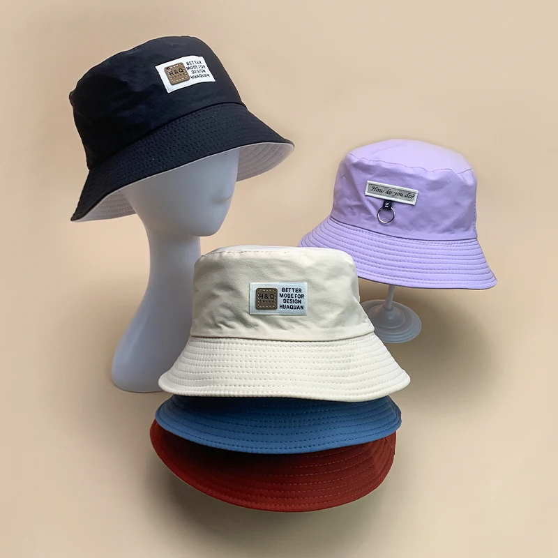 

New Double-sided Summer Simple Letter Women Bucket Hats Cotton Soft Female Street Beach Sunshade Fashion Girls Fisherman Caps