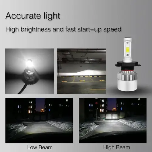TCYATO  2pcs Car S2 Headlight Bulbs LED H1 H7 H4 9005 9006 Auto 72W 8000LM 6500K No Error Lamp Low High Beam 9-36V For Lights - Image 4