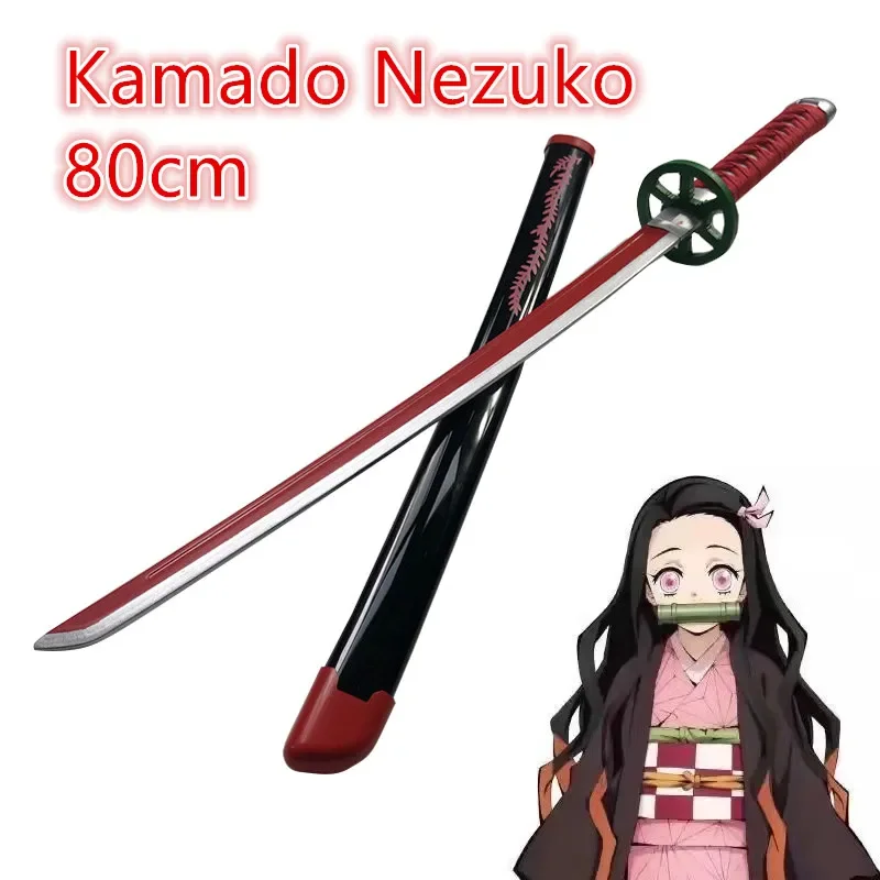 

Demon Slayer Sword Weapon Kamado Nezuko Cosplay Sword 1:1 Anime Ninja Knife wood toy 80cm