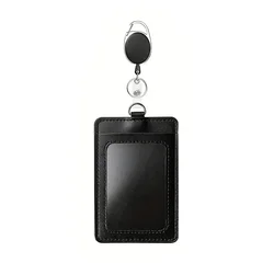 Black Retractable Badge Reel and ID Card Holder with Lanyard (No.4)