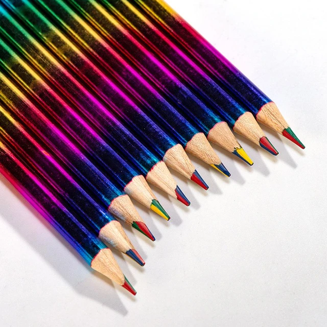 Acheter Crayons de couleur arc-en-ciel 4 en 1, 10 pièces, crayons de  couleur pour dessin, papeterie fournitures scolaires