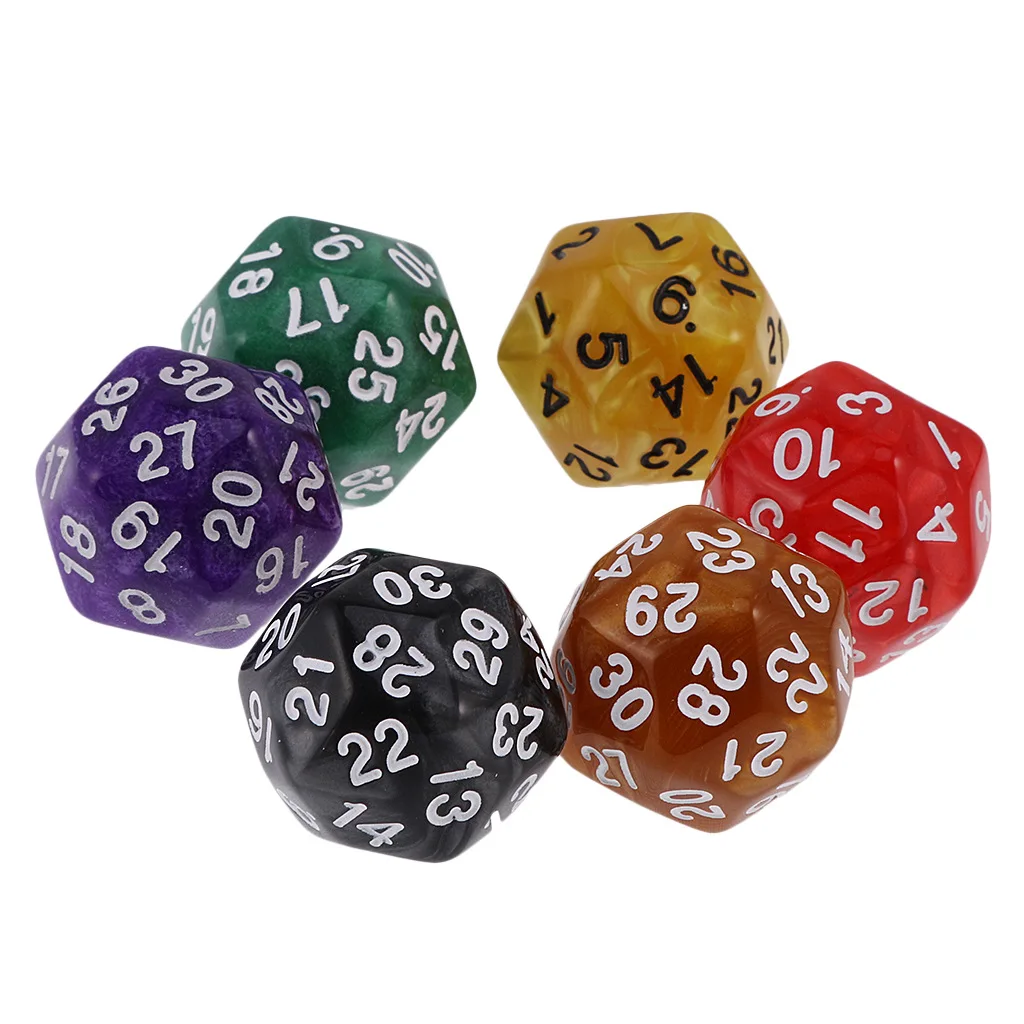 Colorful 30-Sided Digital Puzzle Game Dice