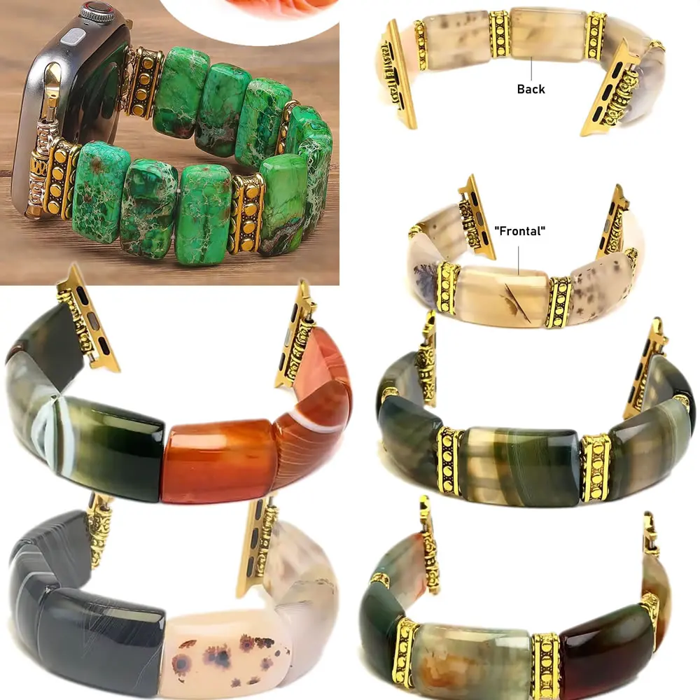 Boho Handmade Natural Stone Beaded Elastic Watch Band