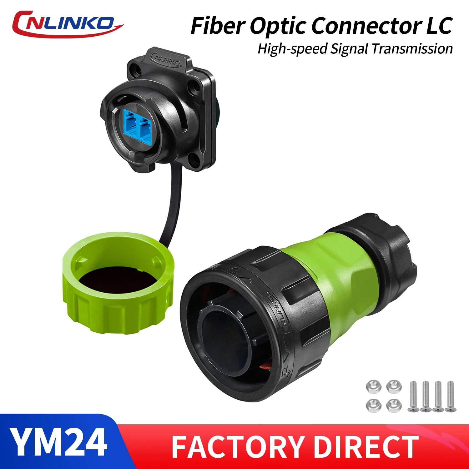 CNLINKO LC zu LC Glasfaser-Steckverbinder IP68 Wasserdichter Singlemode-Glasfaser M24 Industrieller Computer-System-Signalstecker