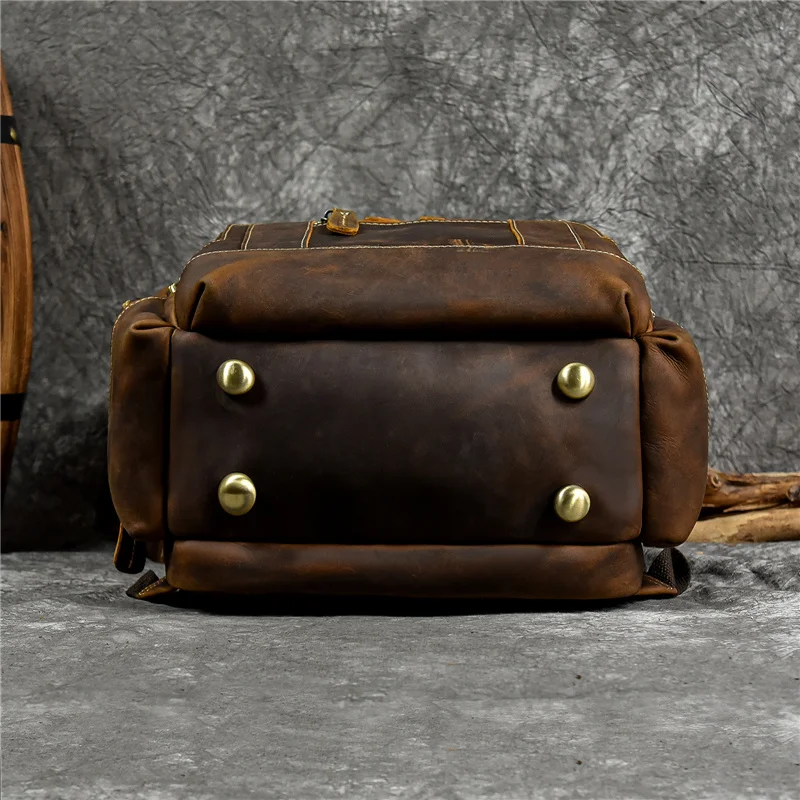 Leather College Backpack For Men