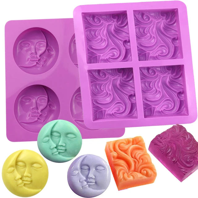 4 grid Silicone Handmade Soap Mold European pattern 3D Abstract Face stylel DIY Essential oil Toilet Soap Mold Baking Tool Mold