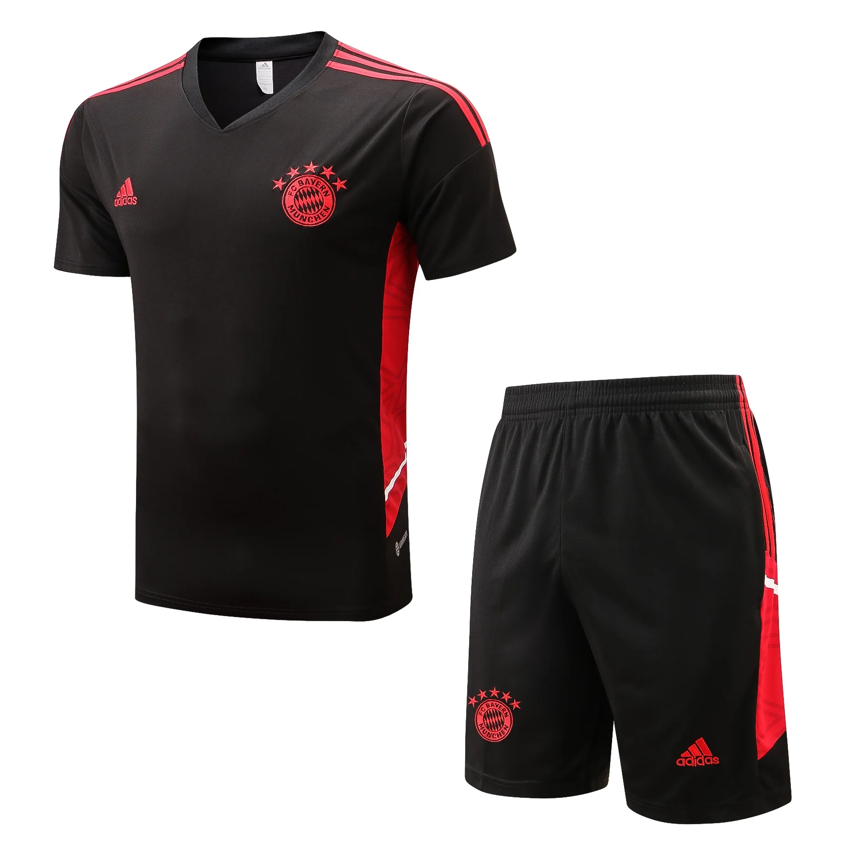 Adidas Soccer Jerseys Men Short-sleeved and Above-the-knee Shorts Classic Competition Comfortable Training Suit Red