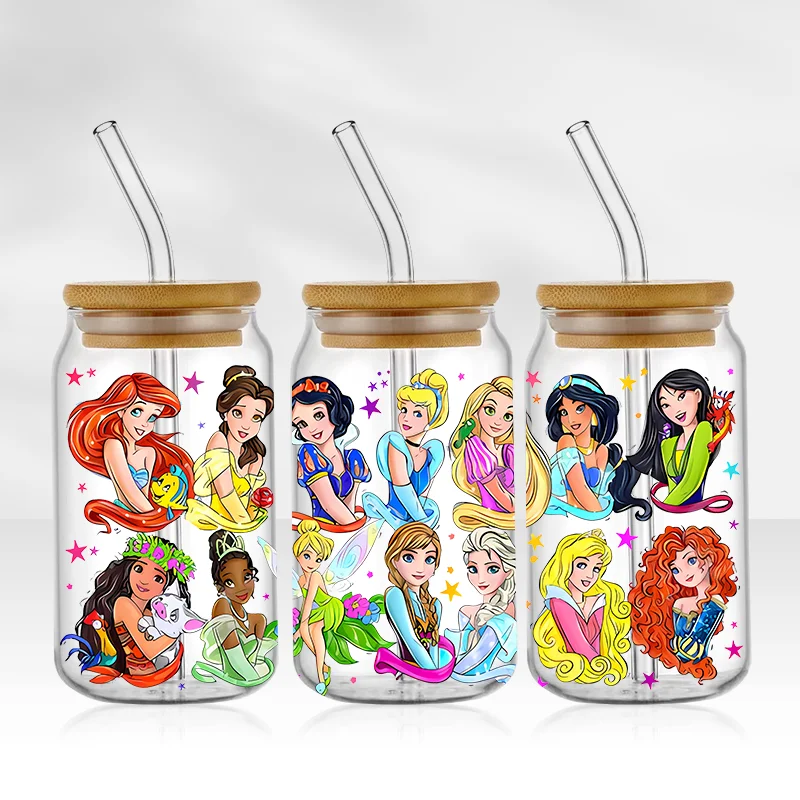 DTF Transfer Sticker Princess UV DTF Printer Cup Wrap Transfers 16oz Princess UV DTF Libbey Wraps