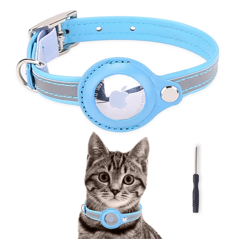 New Airtags Collar Original Leather Pet Collar For Puppy Antilost Cat