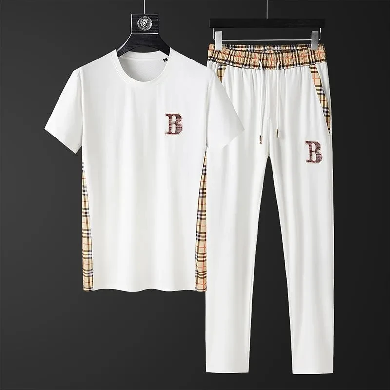 Summer Popular Men's T-Shirt+Long Suit Women Sports Suit Brand Printing Casual Fashion Quick Drying Short-sleeved T-shirt Set summer popular men s t shirt shorts suit women sports suit brand printing casual fashion quick drying short sleeved t shirt set