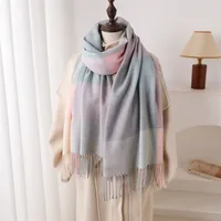 New Rainbow Color Cashmere Shawl Plaid Pattern Tassel Winter Scarf Neck Protection Warm Scarf