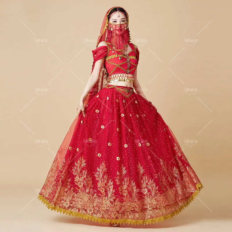 Women\'s Belly Dance Top Set Indian Halloween Clothing Bollywood Clothing