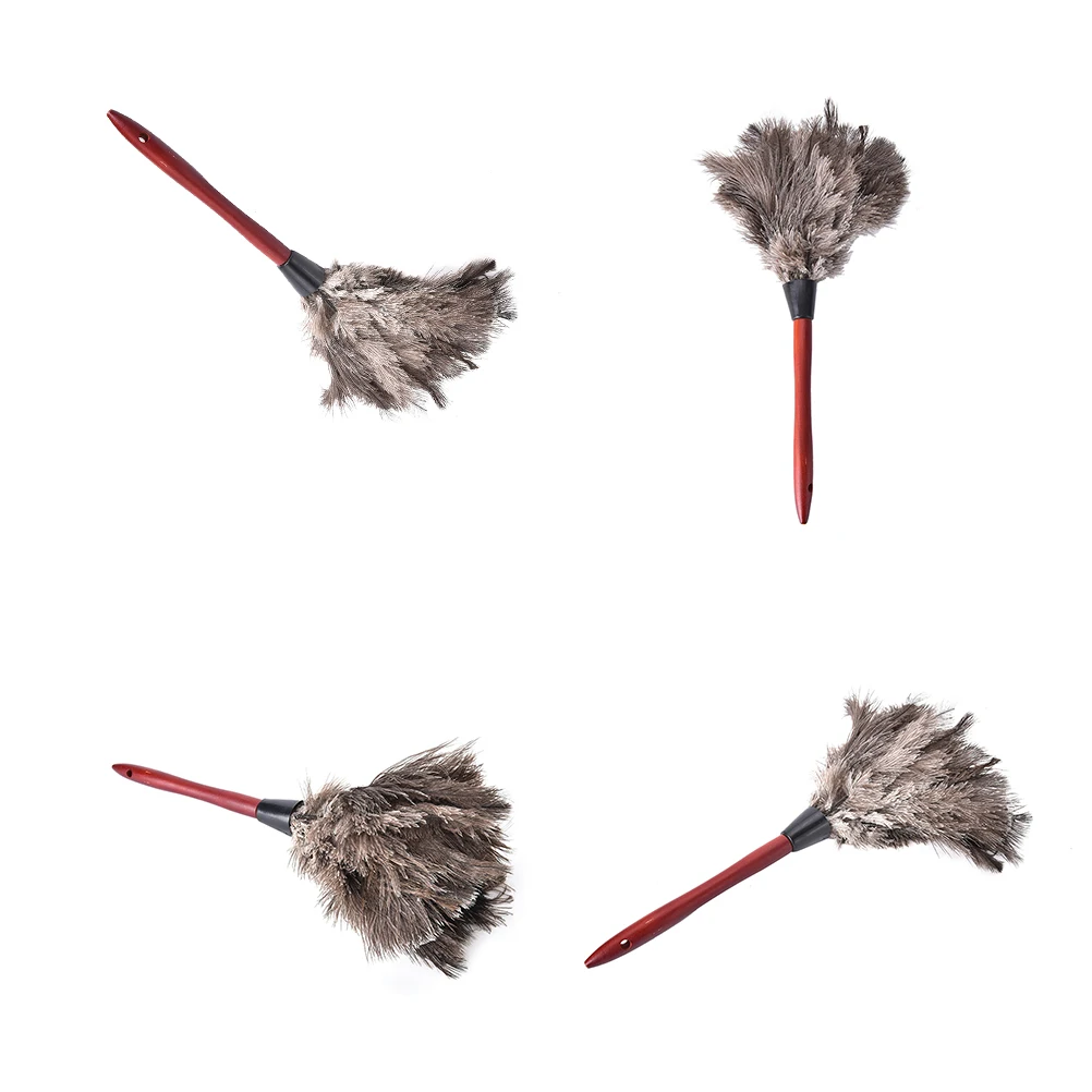 Feather Duster Disposable Feather Duster 55cm Ostrich Natural Feather Duster Brush Wood Handle Anti-static Cleaning Tool Household Furniturer Car Dust Cleaner