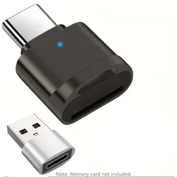 Universal TF and Micro SD Card Reader with Type C USB Adapter (Grey silver)