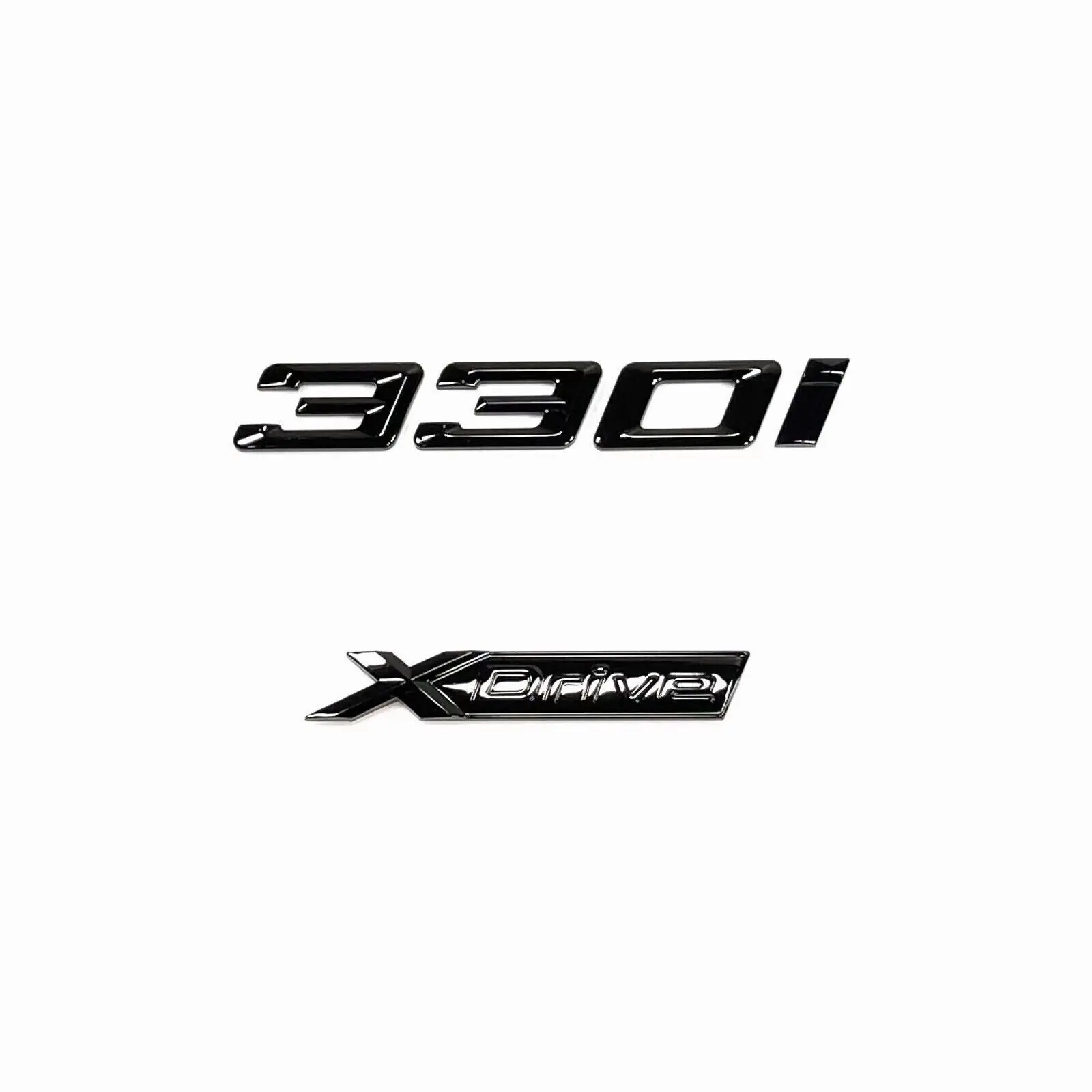 글로스 블랙 엠블럼 330i + XDrive 문자 후면 트렁크 배지, 3 시리즈 4 문짝