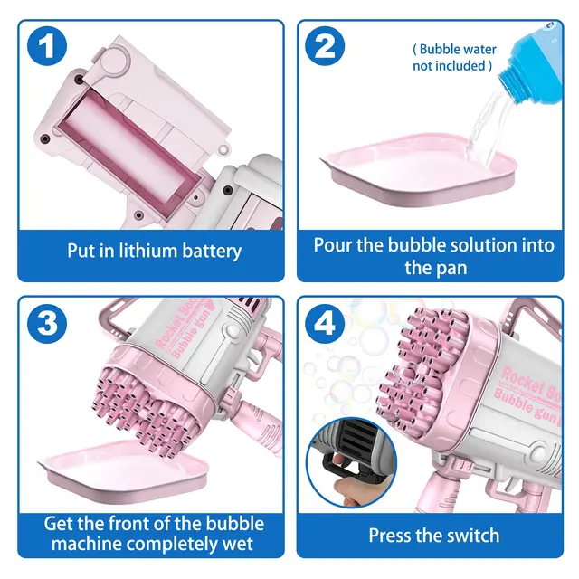 64 Holes 2022 New Automatic Machine Bubble Electric Gun Bazooka Kids Toy Gatling Bubble Summer Outdoor Water Toy for Children 6