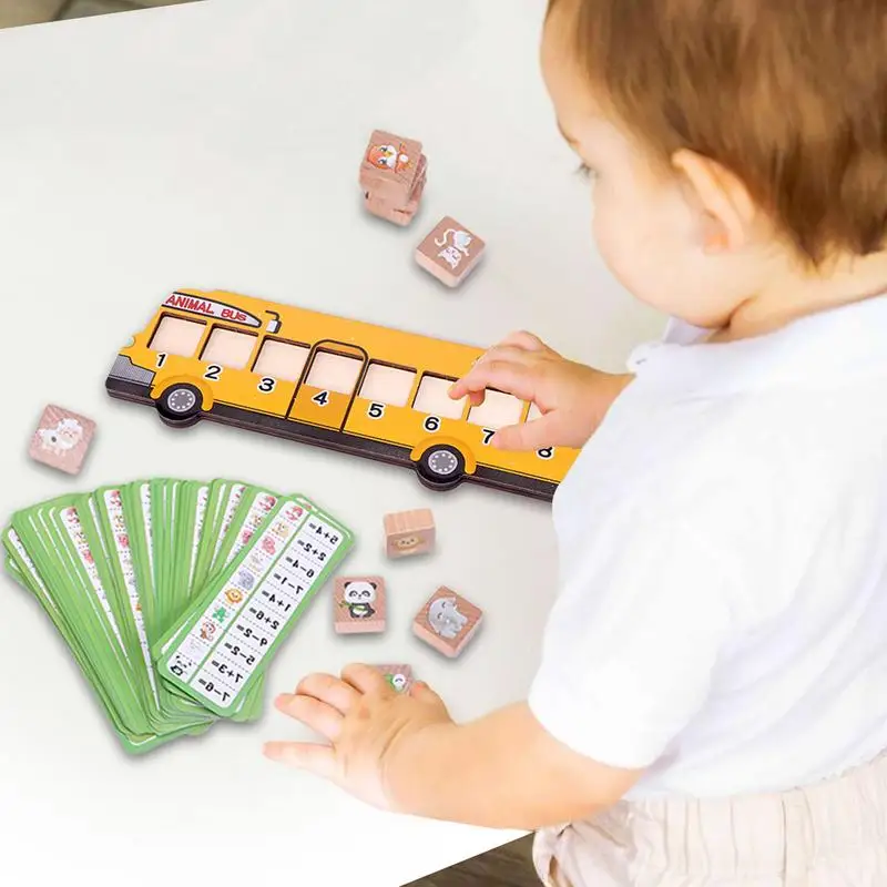 Math Toys Math Game Manipulatives Matching Games Wooden Number Animal Bus Logic Thinking Training Preschool Learning