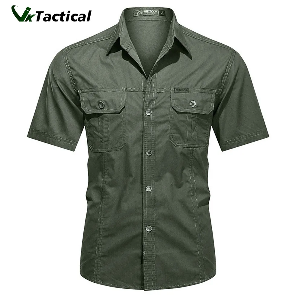 

Men Army Tactical SWAT Soldiers Military Shirt Men Short Sleeve Cargo Shirts 100% Cotton Casual Solid Shirt Male Pocket Work Shi
