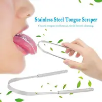 1Pcs Stainless Steel Tongue Scraper U-shaped Metal Fresh Breath Cleaning Coated Tongue Toothbrush Oral Hygiene Care Tools 2