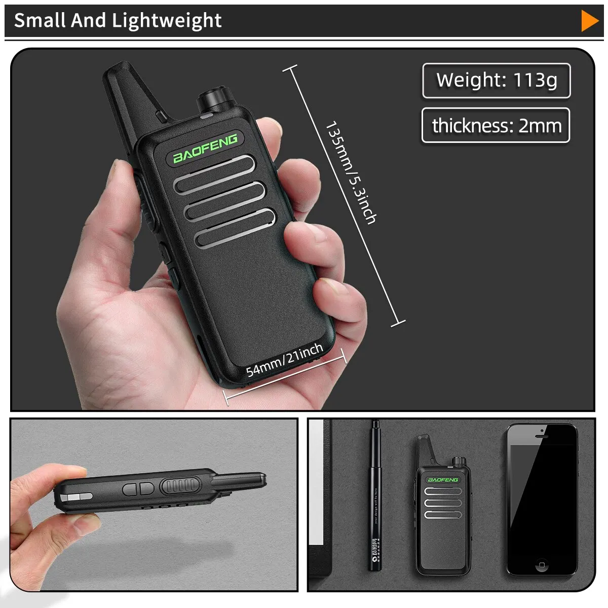 2PCS Mini Walkie Talkie Baofeng BF-T20 PortableTwo Way Radio Charging USB VOX For BF-C9 BF-888S KD-C1 for Station Hotel Hunting 3
