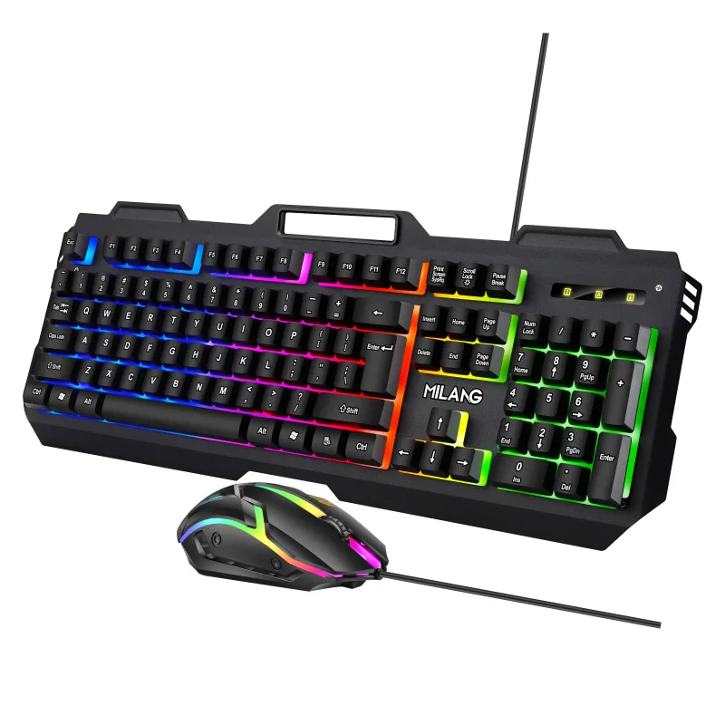 keyboard for multiple computers Mechanical Feel Gaming Keyboard Mouse Set Metal Iron Plate Floating Keycap USB Wired Colorful Luminous Keyboard for PC Gamer computer keypad Keyboards