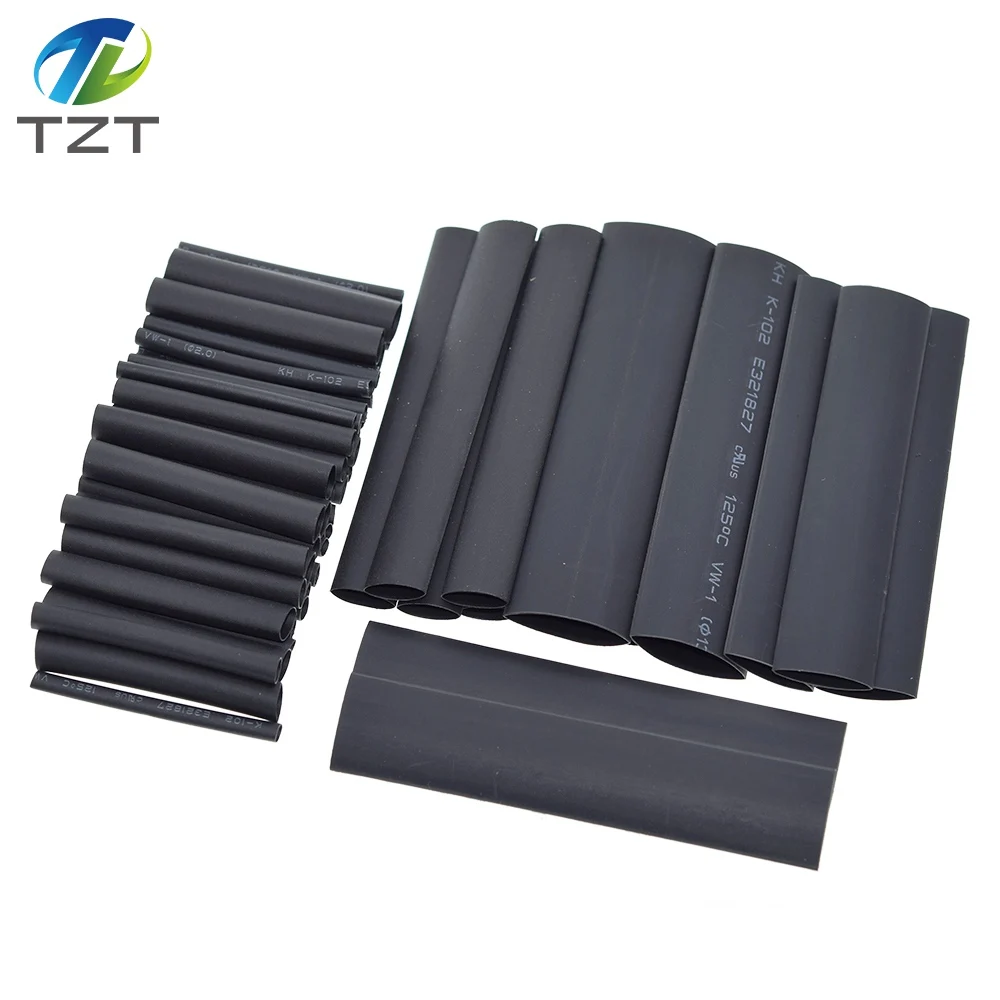Assorted Heat Shrink Tube 127pcs/set Black Wire Wrap Electrical Insulation Cable Sleeving 2-13mm