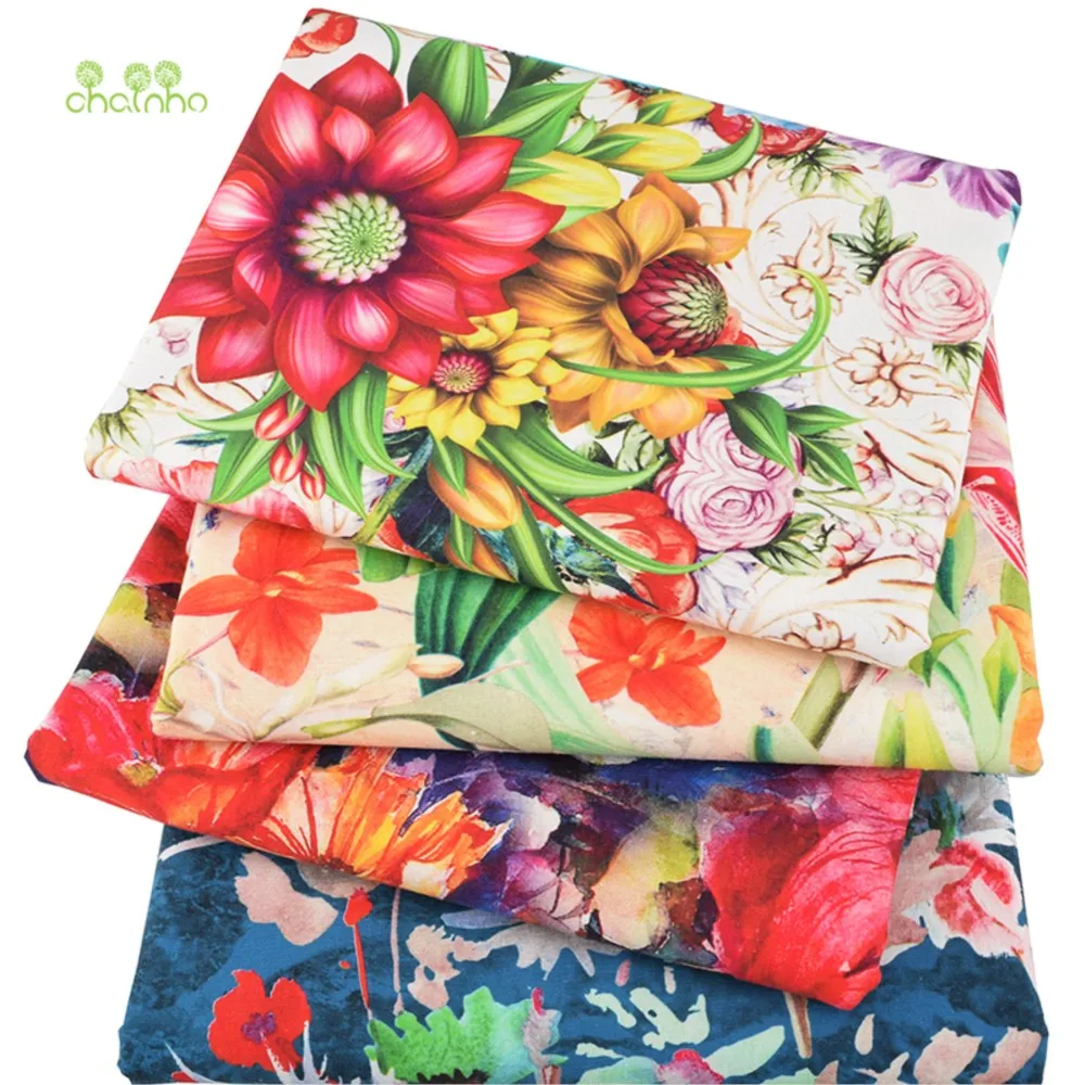 Chainho,Printed Cotton Linen Fabric,DIY Quilting Sewing Material,Cloth For Table,Sofa,Curtain,Bag,Cushion,Furniture Cover,15CLA5