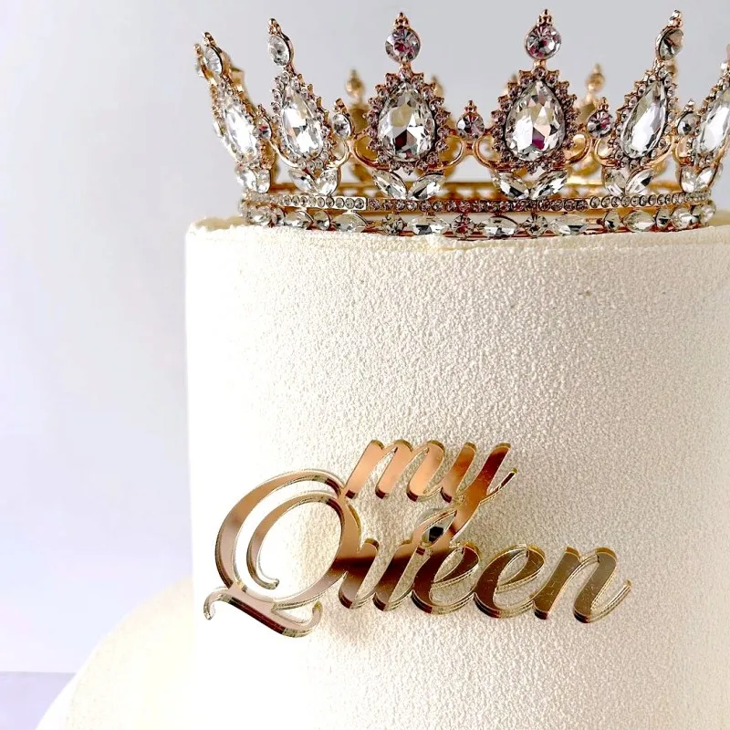 My Queen Geburtstagsparty-Kuchenaufsatz, Dekoration, Gold, Acryl, weiblich, alles Gute zum Geburtstag, Tortenaufsatz, Backzubehör, Babyparty-Geschenk – Detail 9