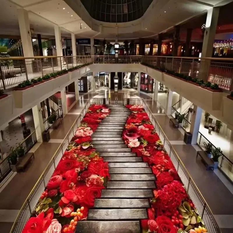 

Wedding Lobby Carpets Floral Rose Carpet Hallway Runners Coffee Table Blanket Pastoral Style Cushion Corridor Non-Slip Decor