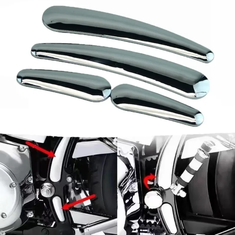 Фото Для Harley Softail CVO Fat Boy FLSTF Slim FLS Deluxe FLSTN 2008-2017 мотоциклетная 3D изогнутая крышка рамы с поворотным рычагом вставка хром №2
