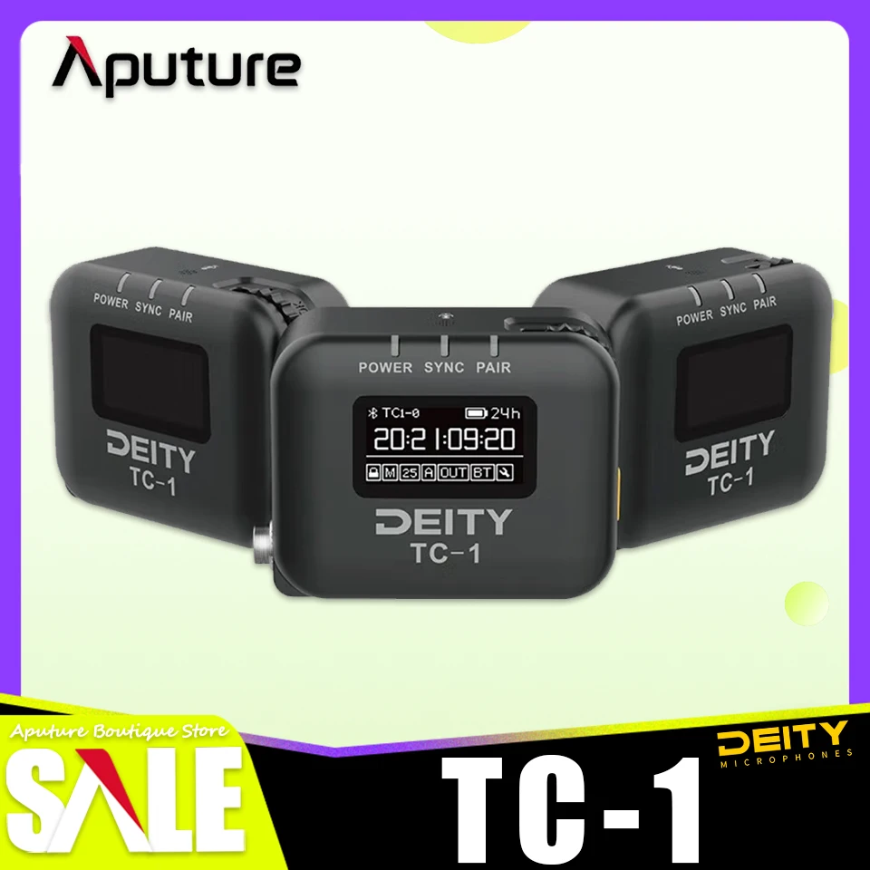 Aputure Deity TC-1 무선 타임코드 박스 생성기, 무지향성 마이크, 사진 스튜디오 비디오 인터뷰 라이브 스트리밍용
