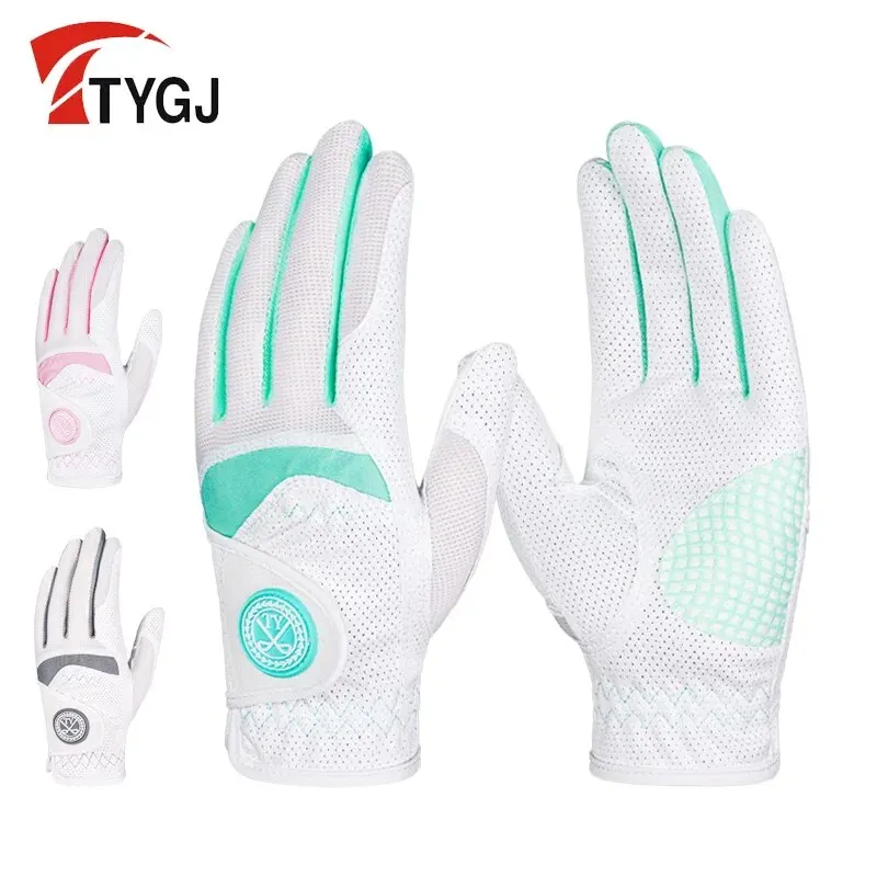 

1 Pair Golf Gloves for Women Breathable Sports Gloves Left Hand and Right Hand Anti-skid Granules Microfiber Cloth Golf Supplies