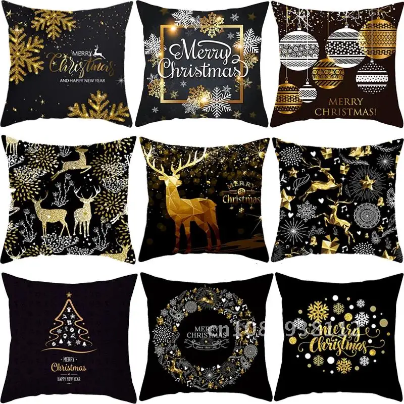 

2021 Christmas Ornament Navidad Xmas Santa Natal Noel New Year Merry Christmas Decorations for Home Christmas Cushion Cover 2022