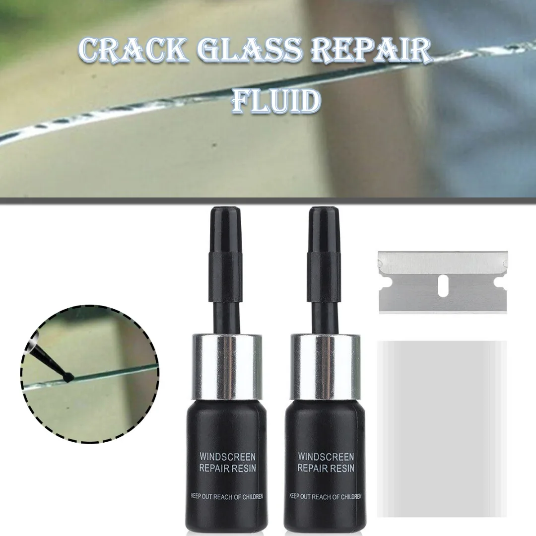 

2pcs Car Windshield Repair Glue Cars Window Repair Resin Kit Windscreen Scratch Crack Restore Fluid Glass Curing Glue Auto Tool